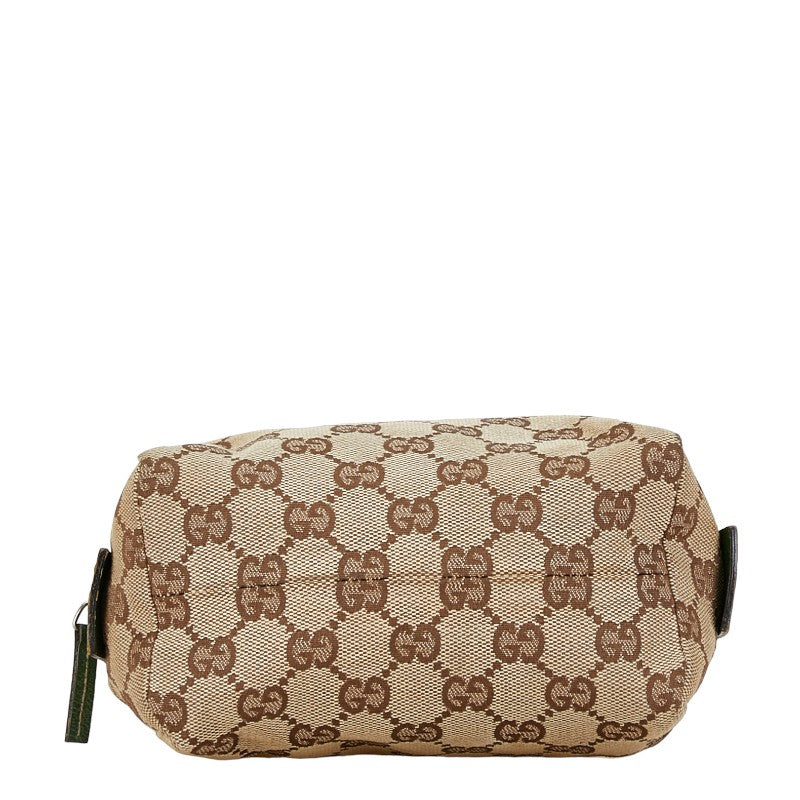 Gucci GG Canvas Leather Pouch Beige Green