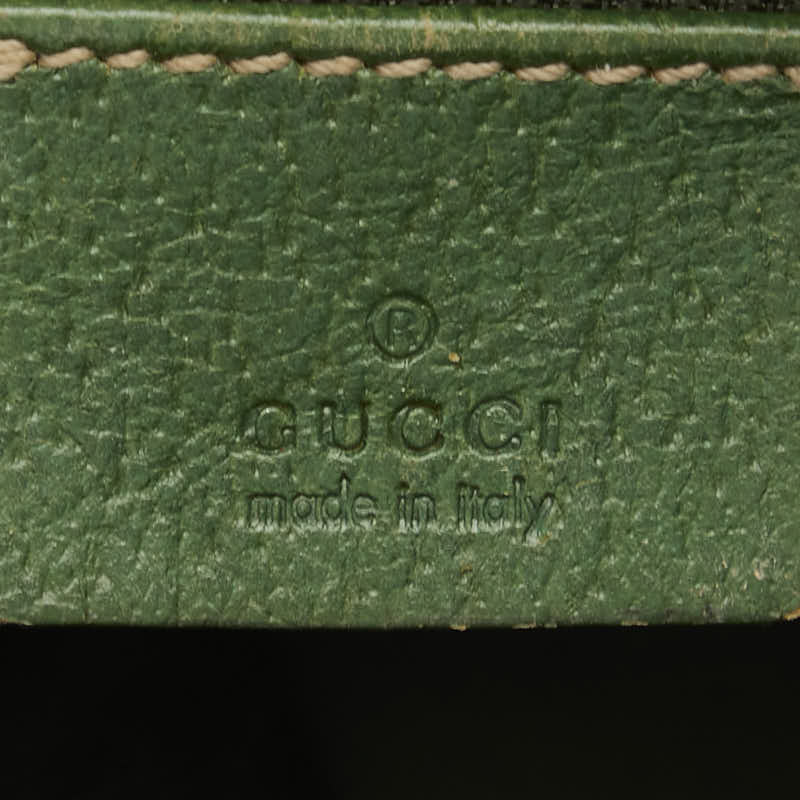 Gucci GG Canvas Leather Pouch Beige Green