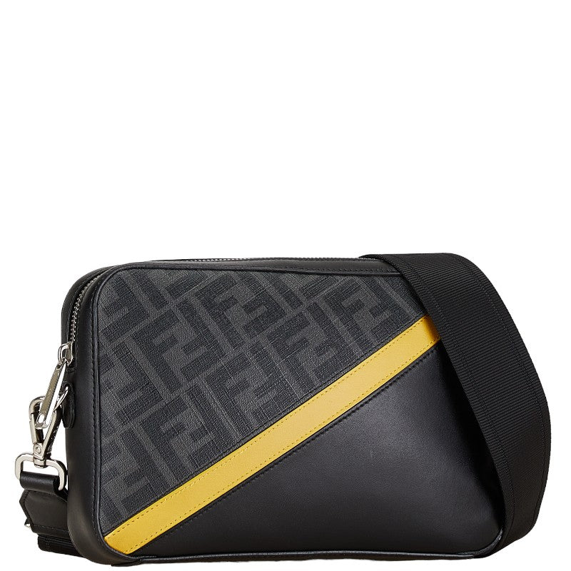 Fendi Zucca Diagonal Camera Shoulder Bag Black Gray