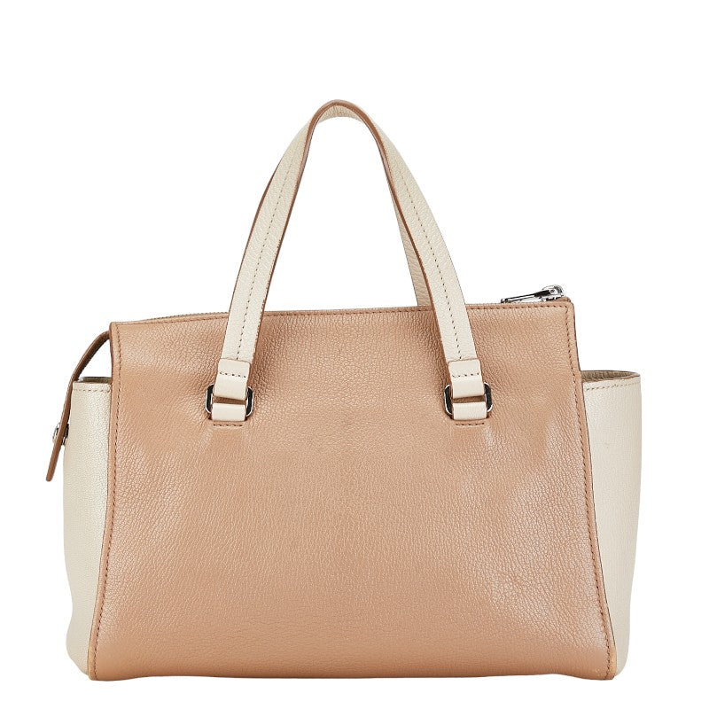 Miu Miu Leather Logo 2WAY Handbag Beige White