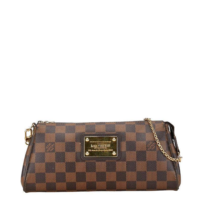 Louis Vuitton Damier Eva Chain Handbag Shoulder Bag N55213 Brown PVC Leather in Very Good Condition