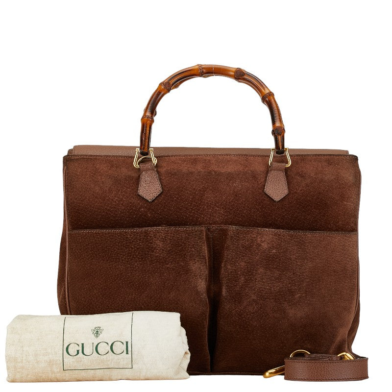 Gucci Suede Bamboo Handbag Suede Handbag 002 2855 in Good condition