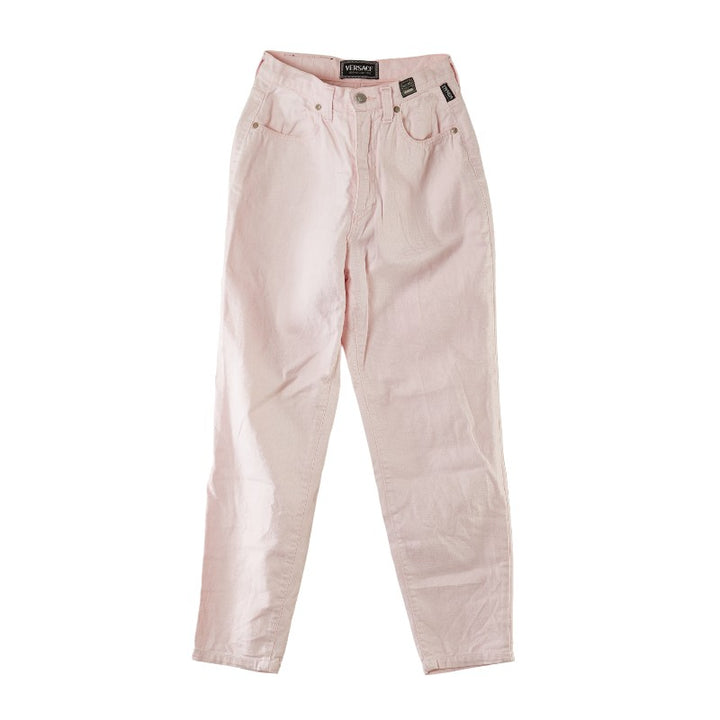 Versace Cotton Straight Pants Pink in Very Good Condition