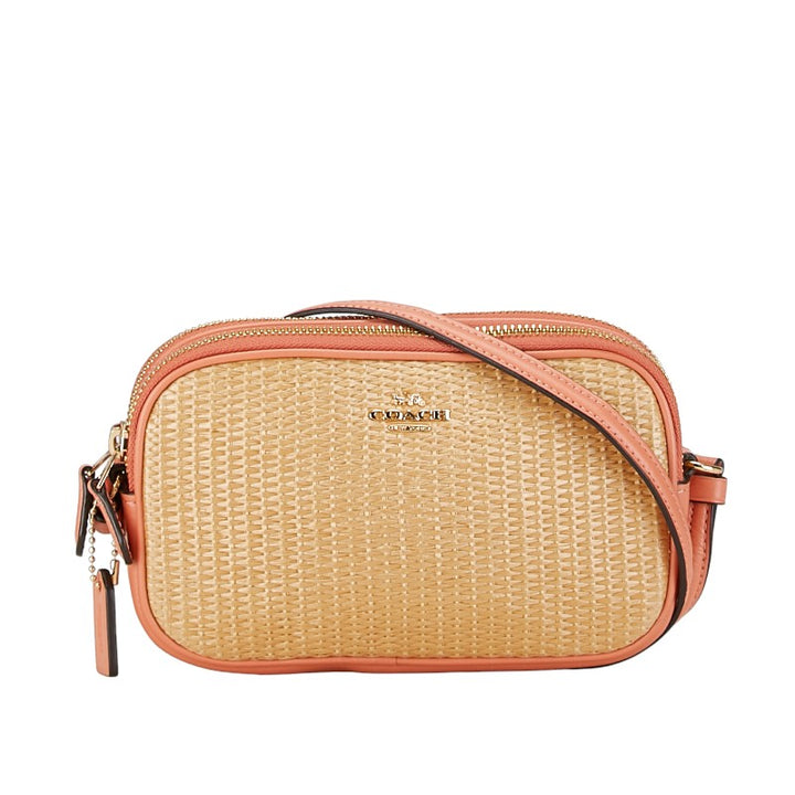 Coach Raffia Leather Logo Crossbody Bag