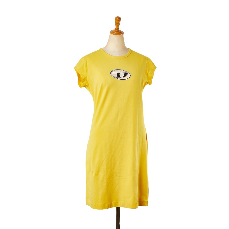 DIESEL D-Logo Cotton Dress Yellow in Great Condition