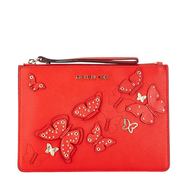 Michael Kors Butterfly Logo Leather Clutch