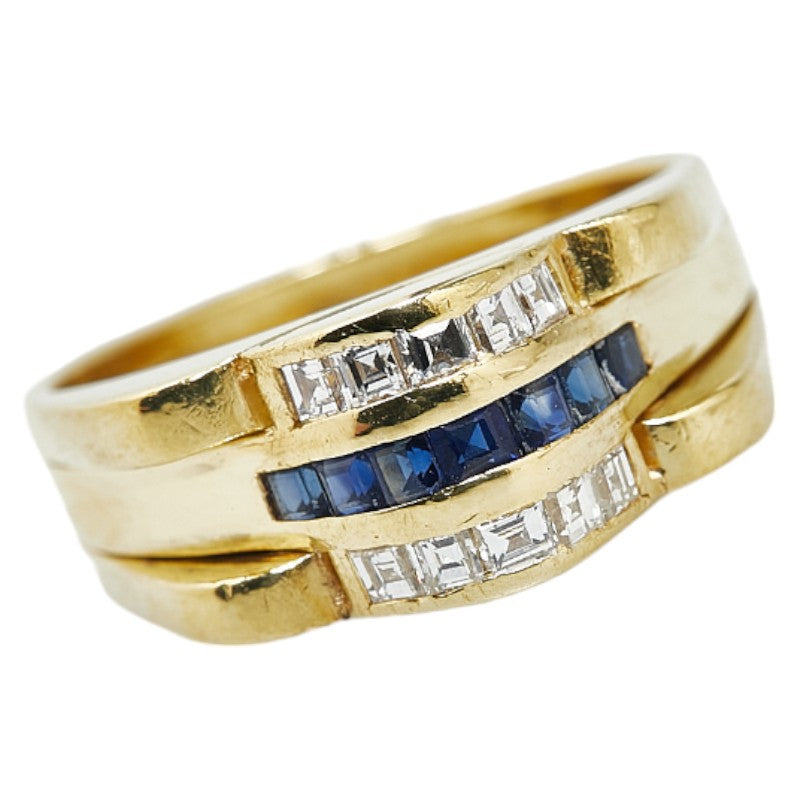 K18YG Yellow Gold Sapphire Diamond Ring 11.5