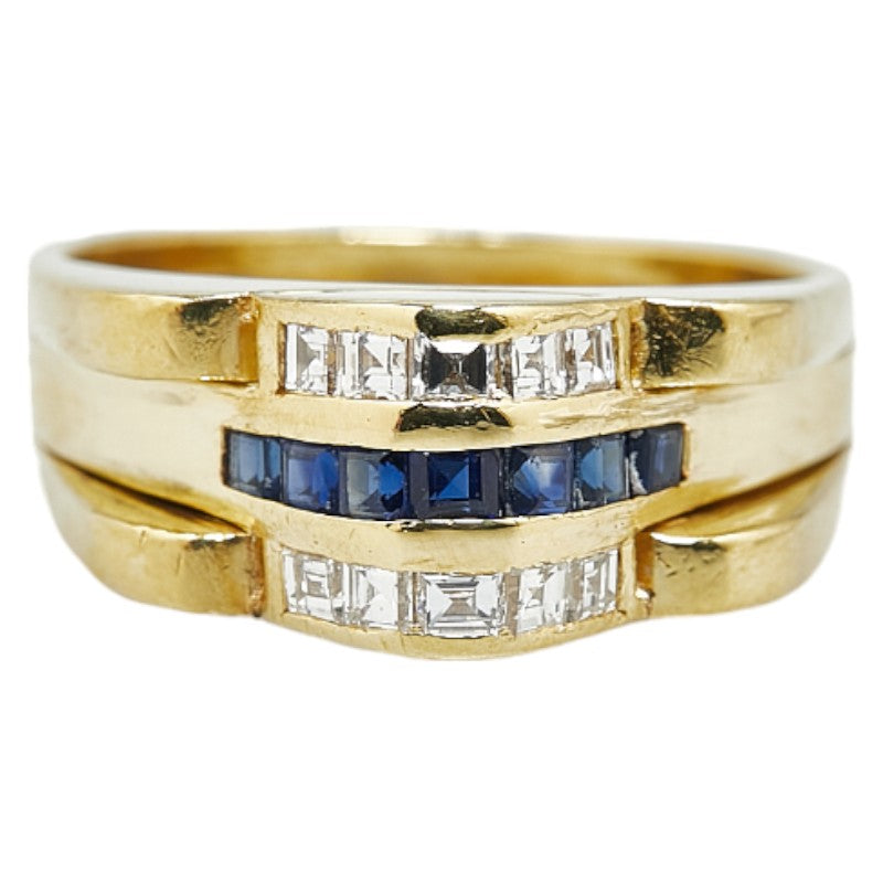 K18YG Yellow Gold Sapphire Diamond Ring 11.5