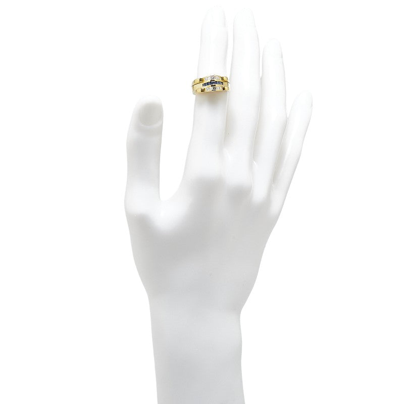 K18YG Yellow Gold Sapphire Diamond Ring 11.5