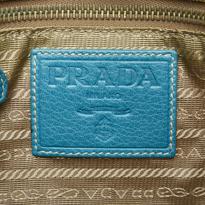 Prada Canapa Canvas Leather 2WAY Handbag in Good Condition