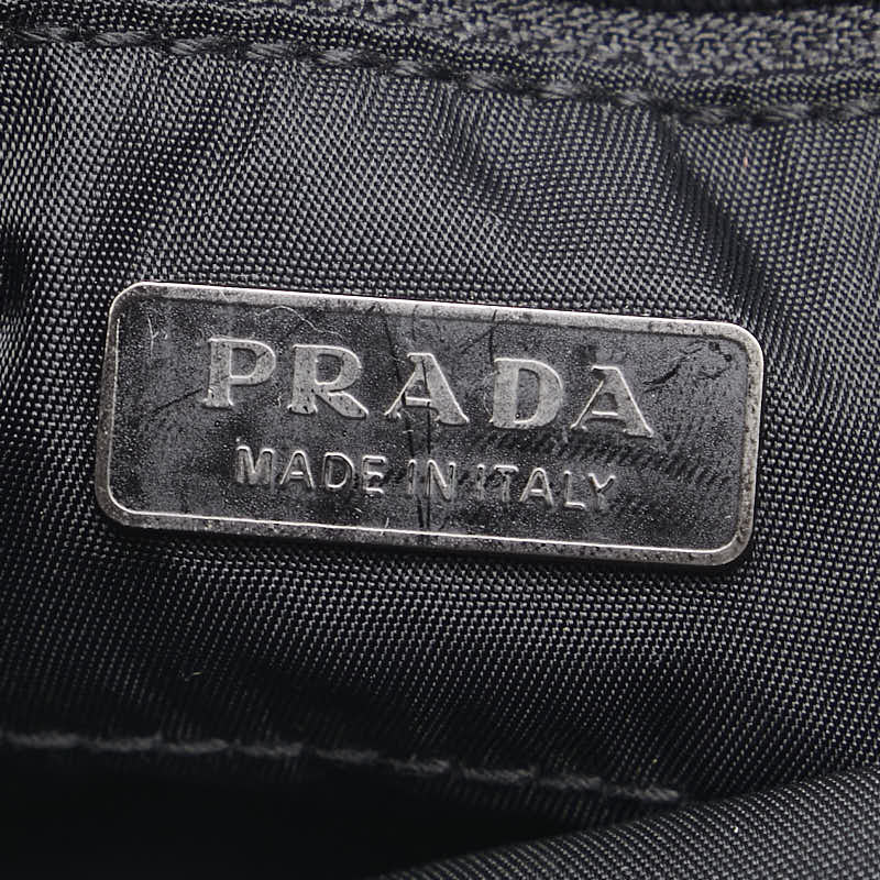 Prada Nylon Leather Logo Plate Handbag BN0332