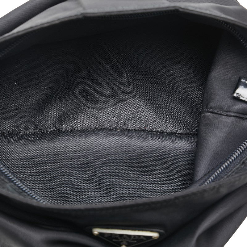 Prada Nylon Triangle Logo Plate Shoulder Bag Black in Very Good Condition