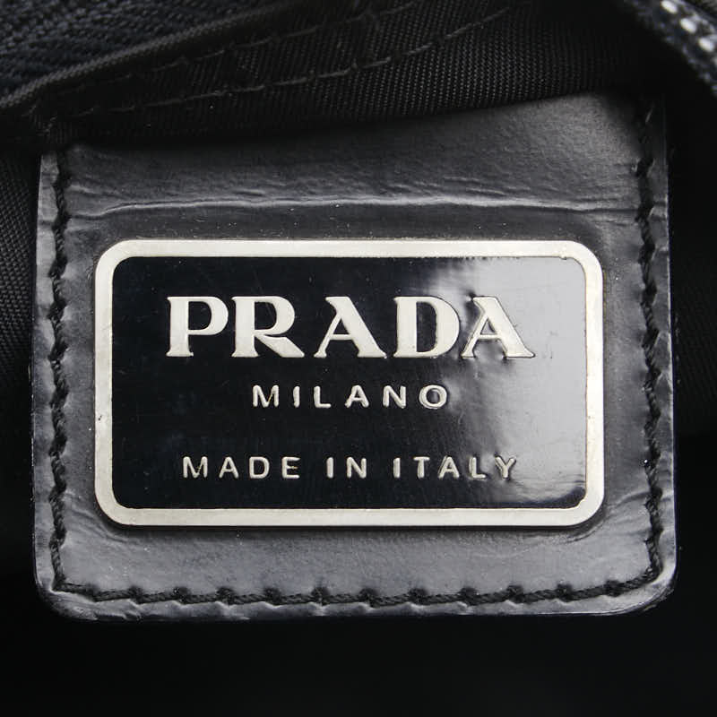 Prada Nylon Triangle Logo Plate Shoulder Bag Black in Very Good Condition