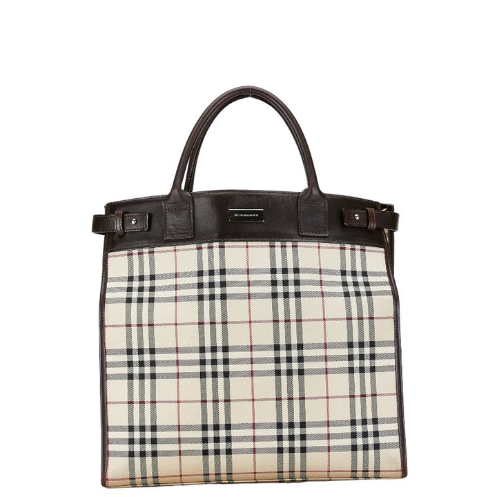 Burberry Nova Check Canvas Leather Tote Bag in Very Good Condition