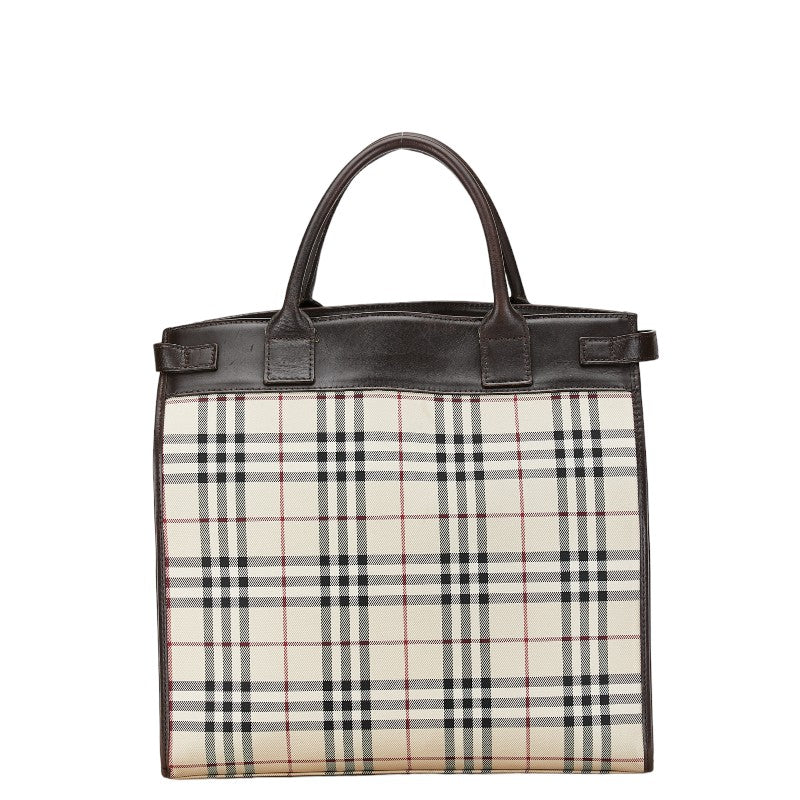 Burberry Nova Check Canvas Leather Tote Bag in Very Good Condition