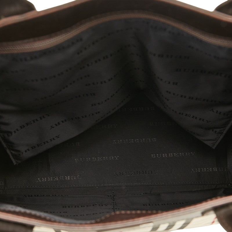 Burberry Nova Check Canvas Leather Tote Bag in Very Good Condition