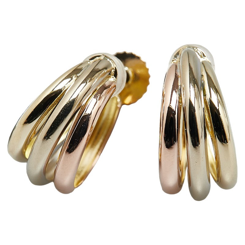 K18YG Yellow Gold, K18WG White Gold, K18PG Pink Gold Three-Color Earrings in Excellent Condition