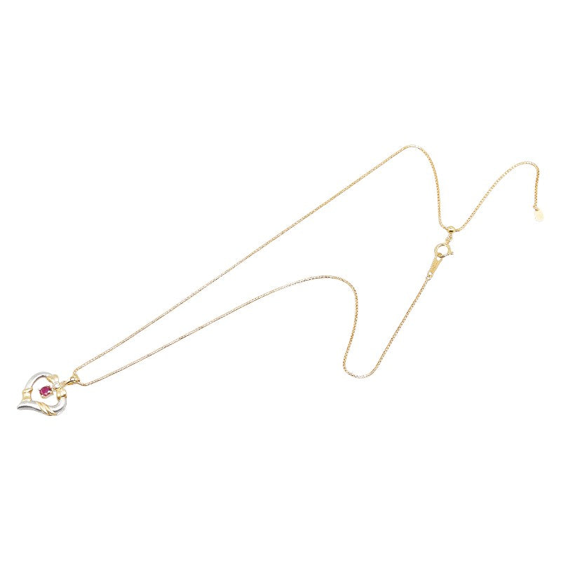 K18YG Yellow Gold Ruby 0.25ct Diamond 0.05ct Necklace