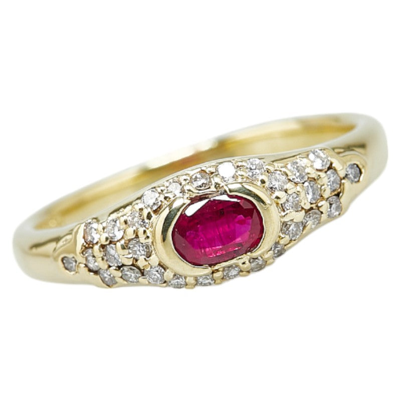 K18YG Yellow Gold Ruby 0.38ct Diamond 0.25ct Ring in Excellent Condition