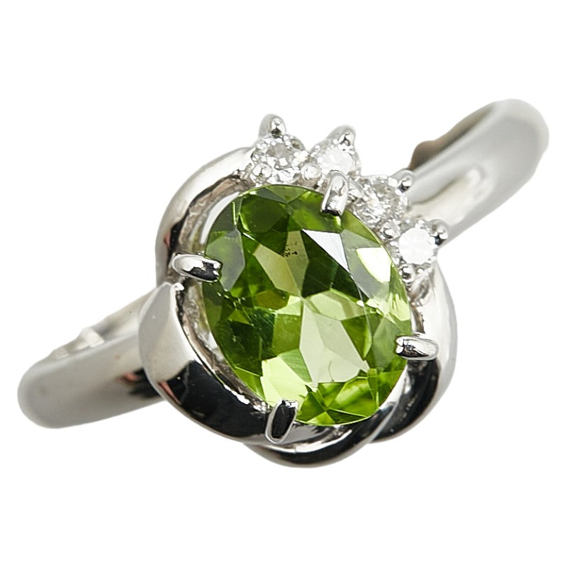 Pt850 Platinum Peridot 1.13ct Diamond 0.07ct Ring in Great Condition