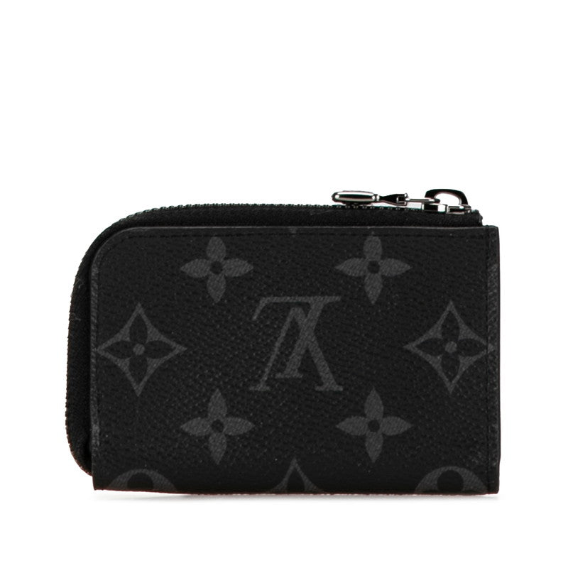 Louis Vuitton Monogram Eclipse Coin Case M63536 Black PVC Leather in Good Condition