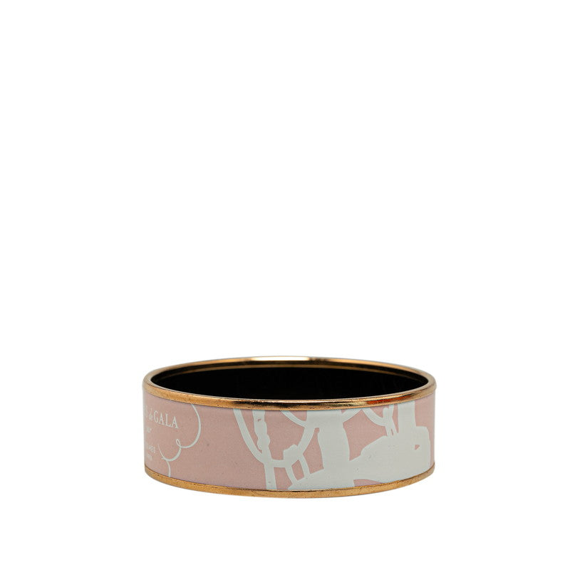 Hermes Enamel GM Brides de Gala Bangle Bracelet Pink Gold in Good Condition