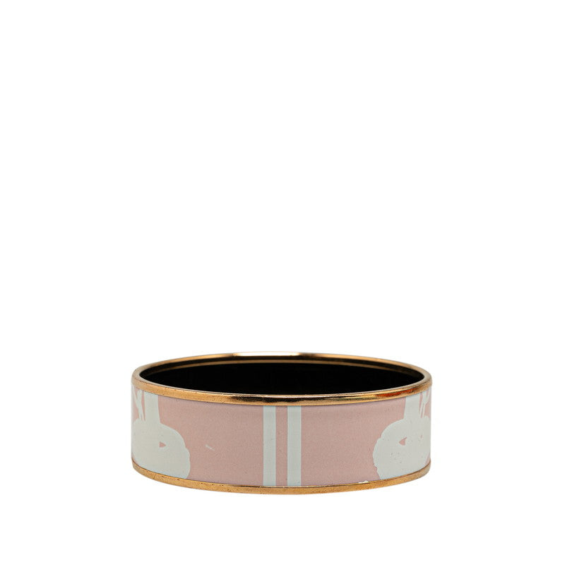 Hermes Enamel GM Brides de Gala Bangle Bracelet Pink Gold in Good Condition