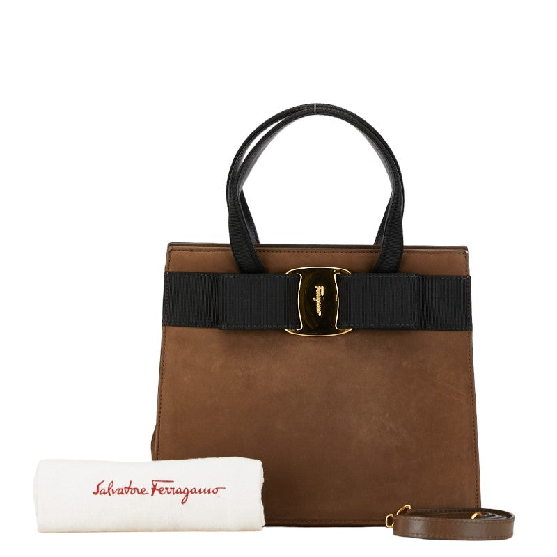 Salvatore Ferragamo Vara Ribbon Suede Handbag