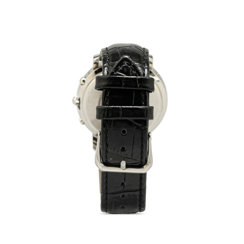 Hermes Clipper Chrono Watch Stainless Steel Leather