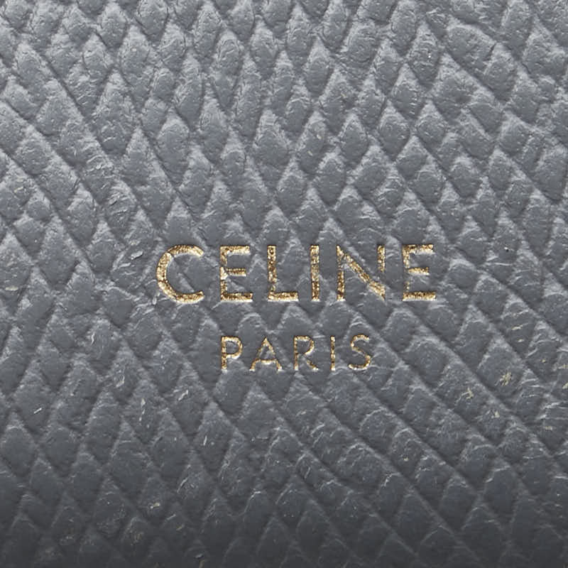 Celine Medium Strap Leather Wallet Gray White in Very Good Condition