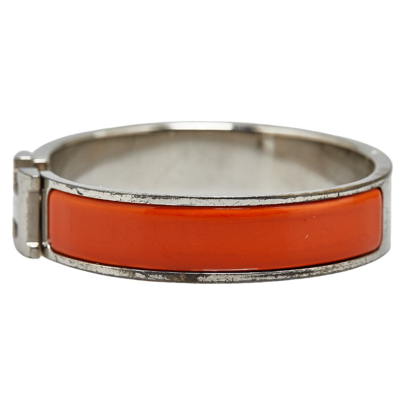 Hermes Click Clack H PM Bangle Silver Orange Metal in Very Good Condition