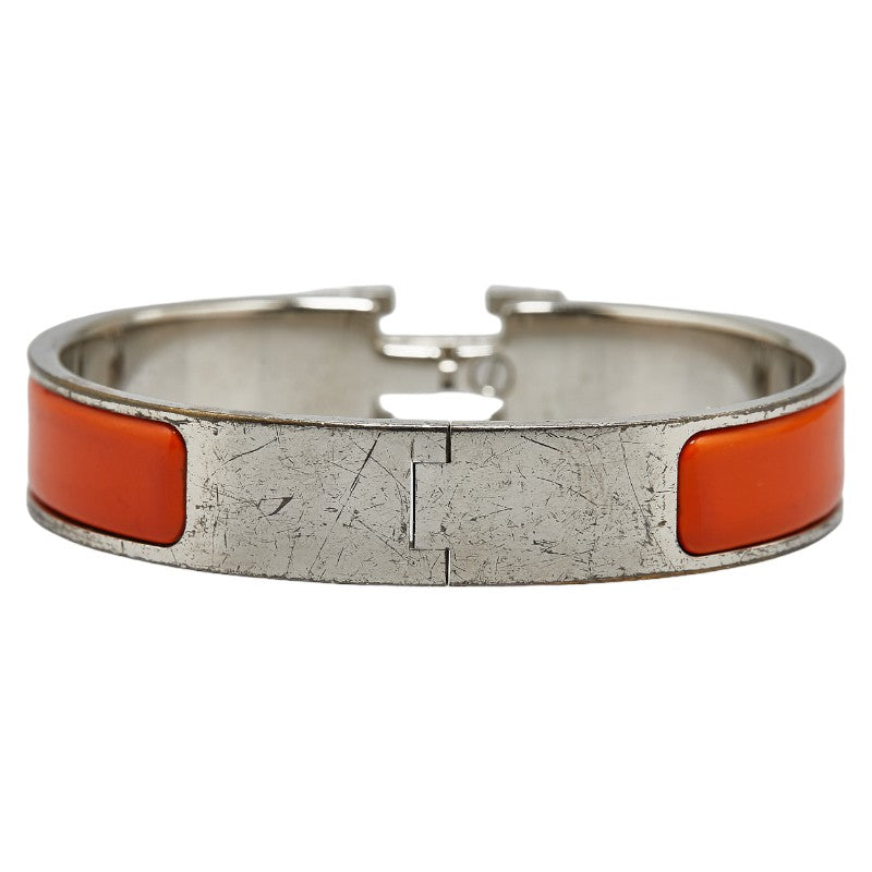 Hermes Click Clack H PM Bangle Silver Orange Metal