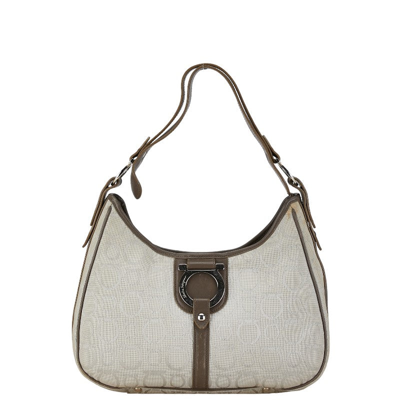 Salvatore Ferragamo Gancini Canvas Shoulder Bag Canvas Shoulder Bag AF-21 6843 in Good condition