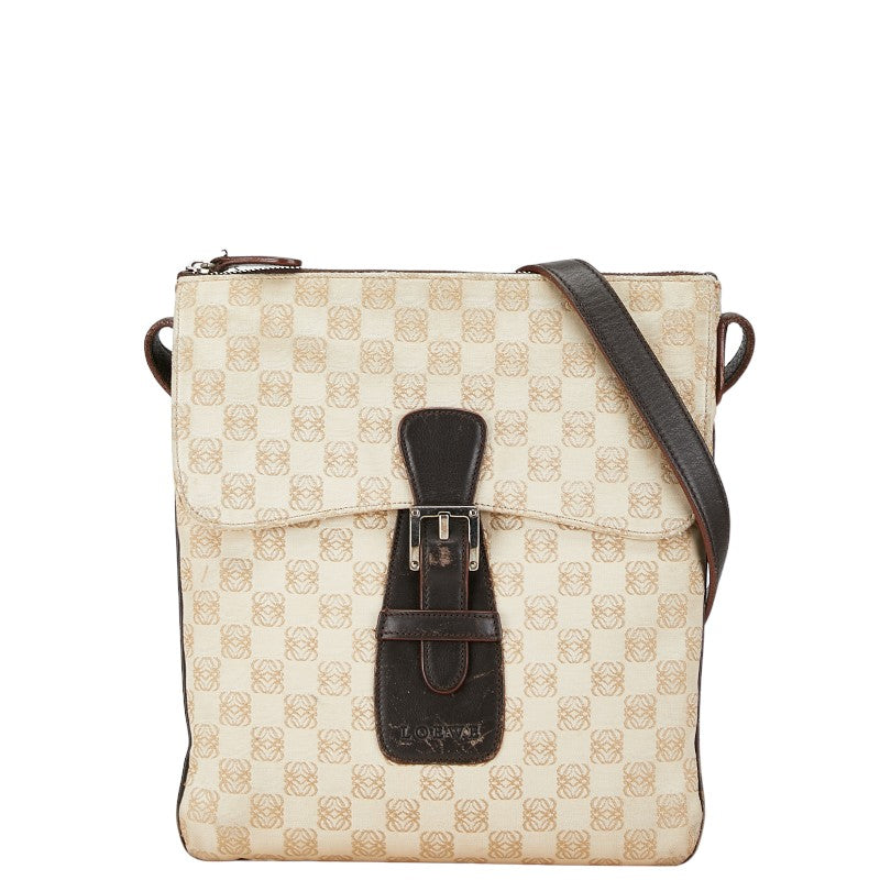 Loewe Anagram Logo Canvas Leather Shoulder Bag