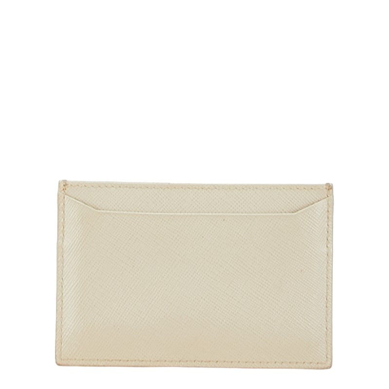 Prada Leather Logo Card Case Beige in Very Good Condition