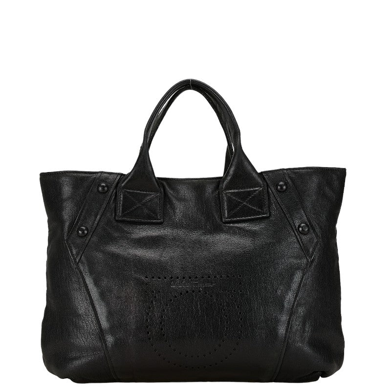 Salvatore Ferragamo Leather Gancini Handbag Tote Black