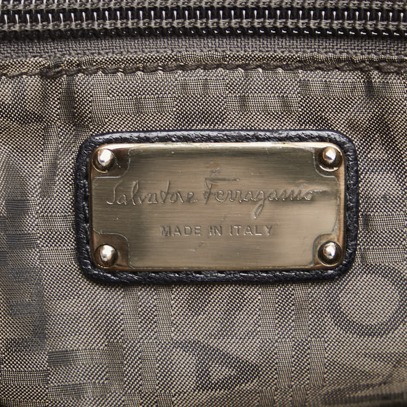 Salvatore Ferragamo Leather Gancini Handbag Tote Black