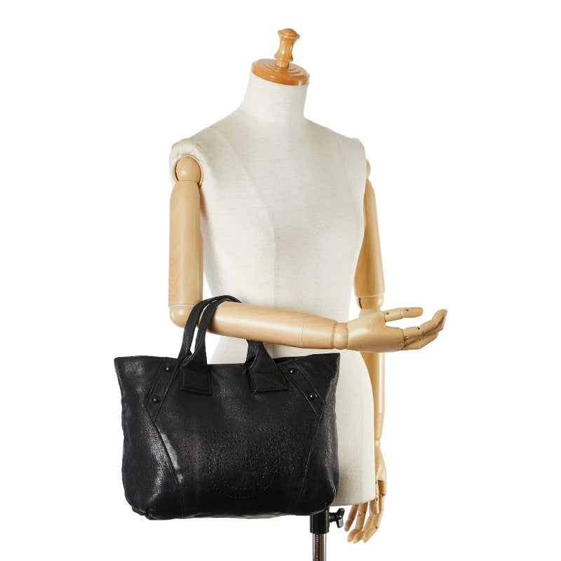 Salvatore Ferragamo Leather Gancini Handbag Tote Black