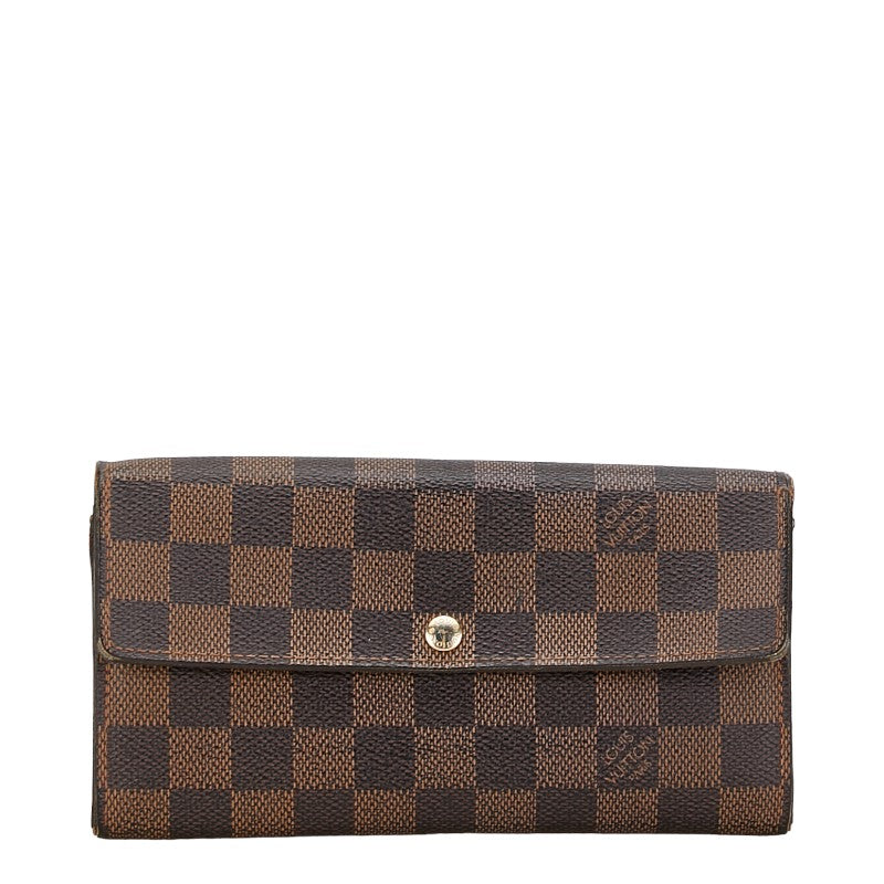 Louis Vuitton Damier Portefeuille Sarah Long Wallet N61734 Brown PVC Leather in Good Condition