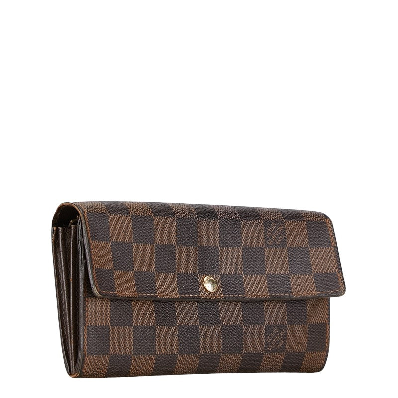 Louis Vuitton Damier Portefeuille Sarah Long Wallet N61734 Brown PVC Leather in Good Condition