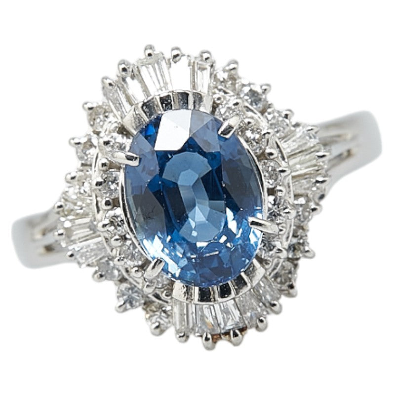 Pt900 Platinum Sapphire 2.05ct Diamond 0.45ct Ring