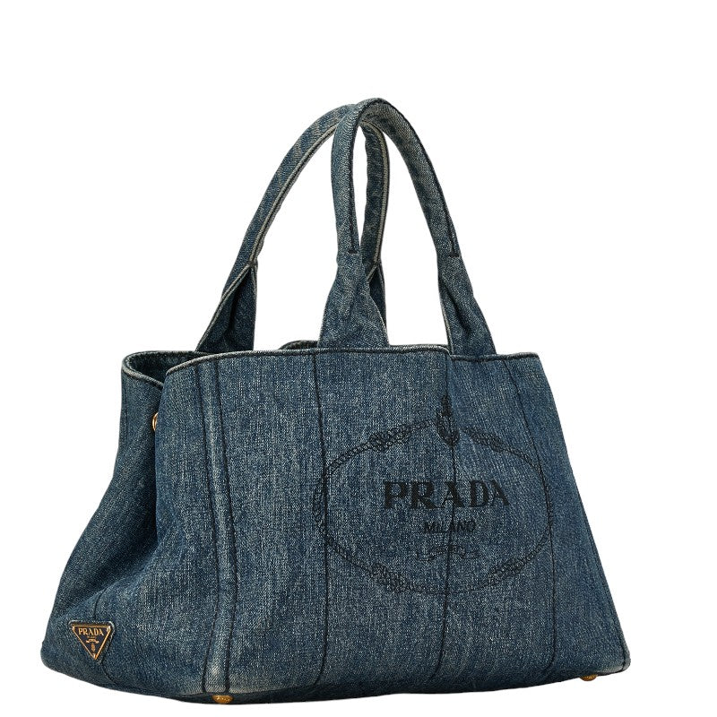 Prada Logo Denim Handbag Denim Handbag in Good condition