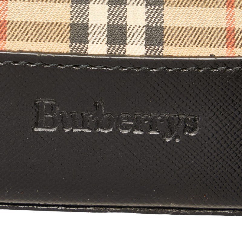 Burberry Nova Check Shadow Horse Nylon Leather Tote in Very Good Condition