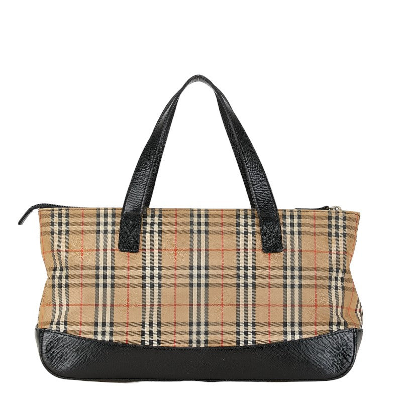 Burberry Nova Check Shadow Horse Nylon Leather Tote in Very Good Condition