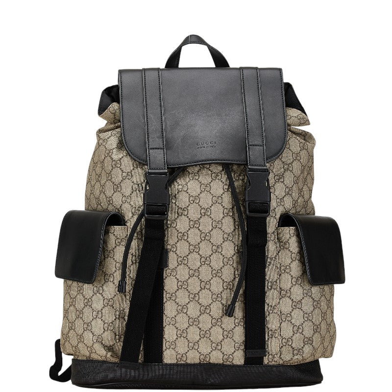 Gucci GG Supreme Canvas Leather Backpack 450958 in Very Good Condition