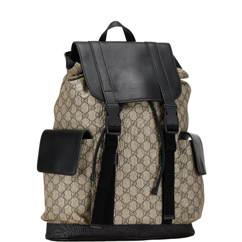 Gucci GG Supreme Canvas Leather Backpack 450958 in Very Good Condition