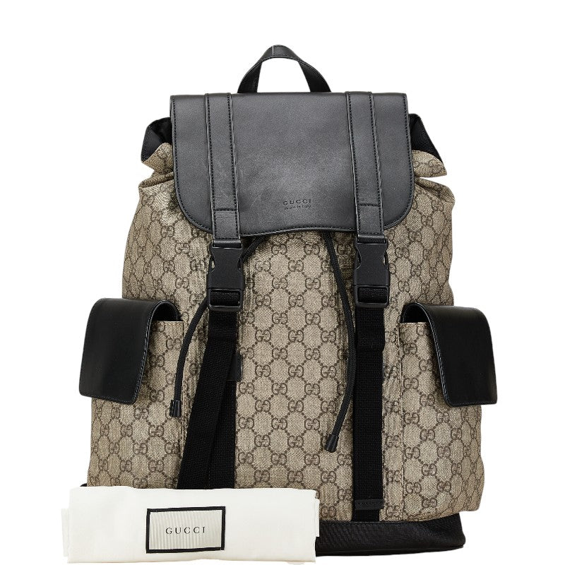 Gucci GG Supreme Canvas Leather Backpack 450958 in Very Good Condition