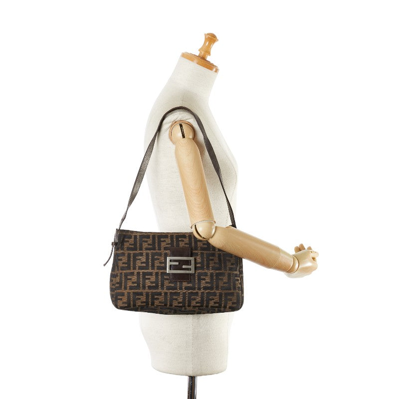 Fendi Zucca Canvas Leather Shoulder Bag