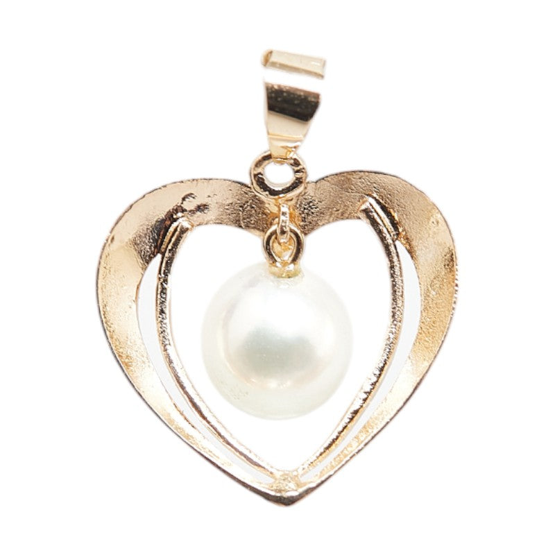 K14PG Pink Gold Akoya Pearl 6.5mm Diamond Heart Pendant