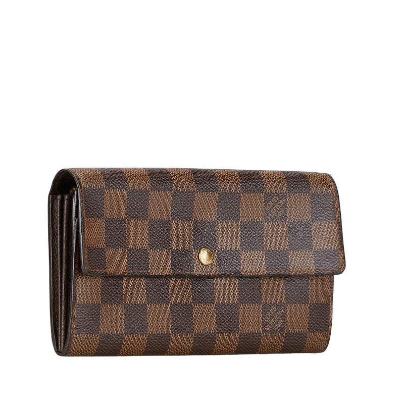 Louis Vuitton Damier Long Wallet N61724 Brown PVC Leather in Very Good Condition